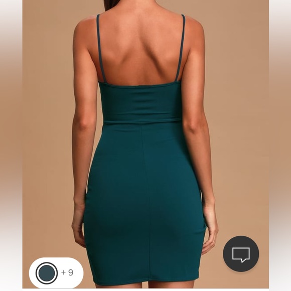 Lulu’s Forever Your Girl Teal Blue Bodycon Dress - spaghetti strap dress small - Picture 2 of 6